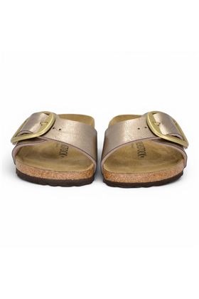 Ciabatta Birkenstock Madrid colore rosa laminato. BIRKENSTOCK- | MADRID BIG BUCKLE GRACEFUL TAUPE BIRKO FLAMINATO ROSA